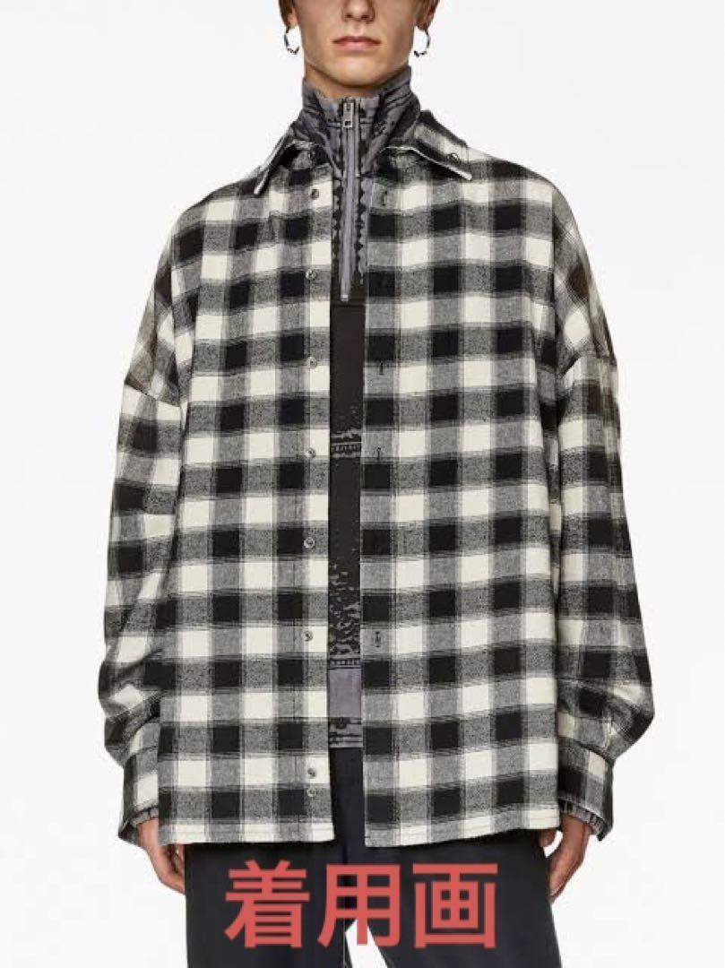 DIESEL S-LIMO-PKT Flannel Shirt Jacket XL White/Black 2023AW DIESEL S-LIMO-PKT Flannel Shirt Jacket XL White/Black 2023AW
