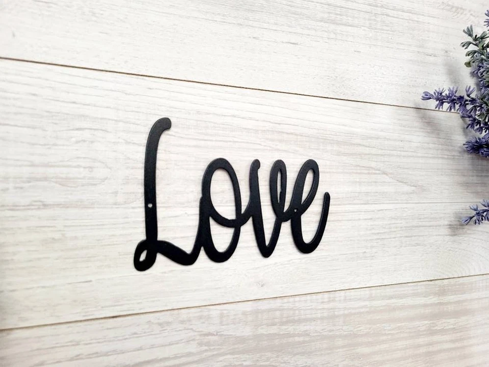 Love Metal Sign Love Sign Love Metal Word Cursive Love Home Sign Rustic - Image 4 of 4