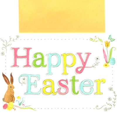 Happy Easter Bunny Rabbit Colored Eggs Egg Hallmark Greeting Cards - Set of 2