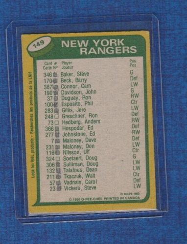 1980-81 OPC O-pee-chee Hockey # 149 Phil Esposito Team Checklist Marked - Picture 2 of 2
