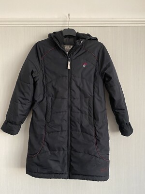 Girls Jack Wolfskin Black Winter Coat 9-10 Years UK