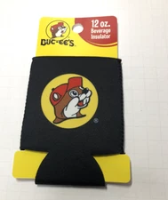 Buc-ee's Travel Center- Black Can Beverage Insulator New Bucky Beaver Logo 12oz.