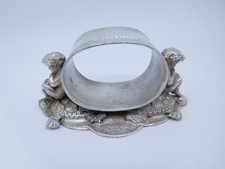 LOVELY VICTORIAN SILVER PLATED FIGURAL NUDE ANGEL CHERUBS ON TURTLES NAPKIN RING