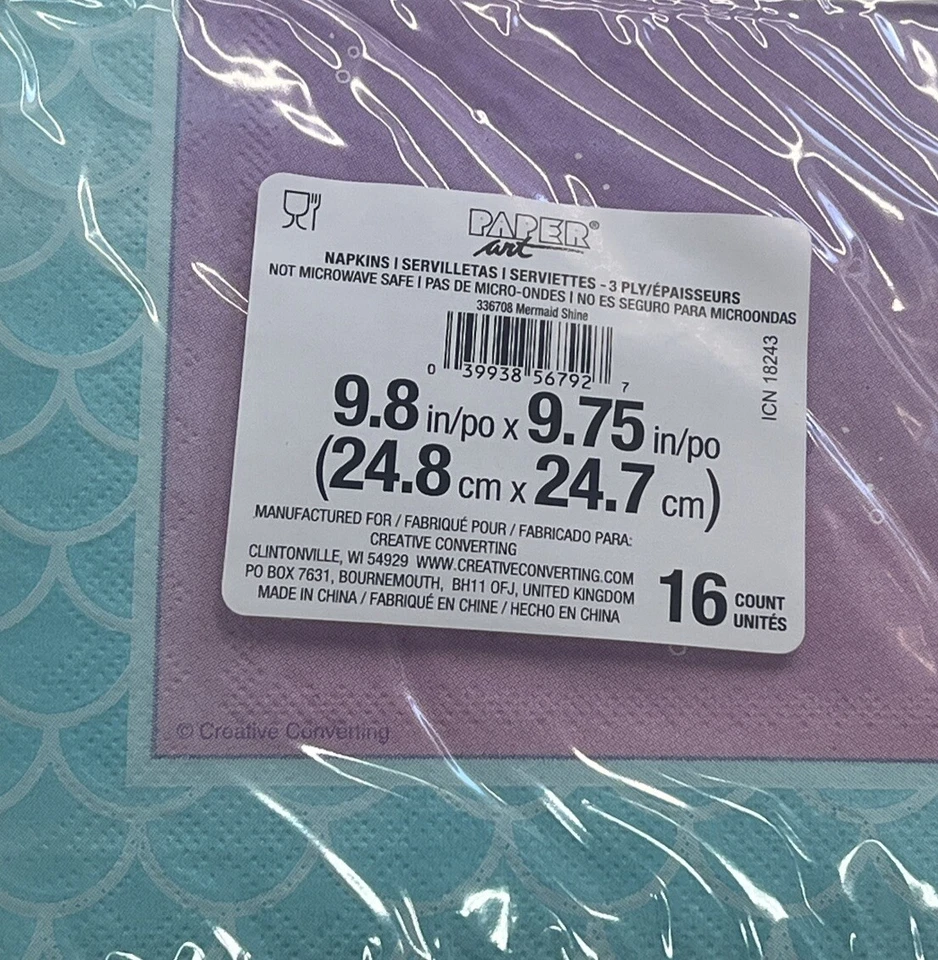 Mermaid Shine Party Supplies Beverage Napkins 16 ct. - Image 2 of 2