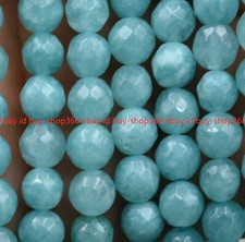 Natural 6mm Faceted Blue Aquamarine Gemstone Round Loose Beads 15" AA