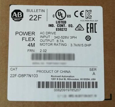 NEW Unopened AB22F-D8P7N103 PowerFlex 4M 3.7KW 5HP AC Drive PLC 1PC