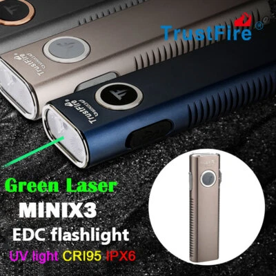 TrustFire EDC Taschenlampe Wiederaufladbare Magnetisch UV / Gr üner / Flutlicht