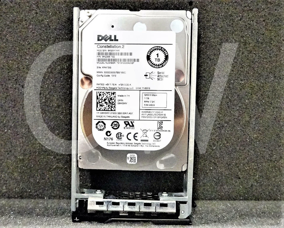 9W5WV ST91000640SS Dell 1TB 7.2K RPM 6Gb/s 2.5"SAS Server HDD Hard Drive W/Caddy - Image 3 of 4