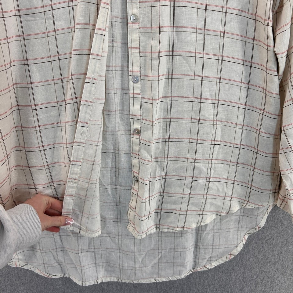 Cut-Loose Womens Size Large Relaxed Fit Button-Up Shirt White Pink ...