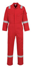 PORTWEST IONA 100 COTTON RED COVERALL SIZES S-3X C814 2" SILVER REF TAPE
