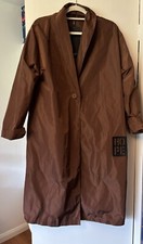 Lagenlook Brown Hope Rain Mac Coat,pockets One Button Close,size To 16/18 Bnwt
