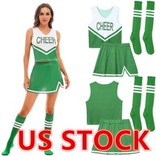 Freebily Women High School Cheer Leader Costume Uniform Outfit with Socks