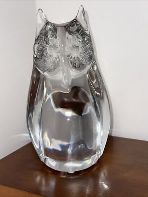 Figurine Vintage Hibou En Cristal Daum - France, Milieu Du 20e Siècle - Excellent état
