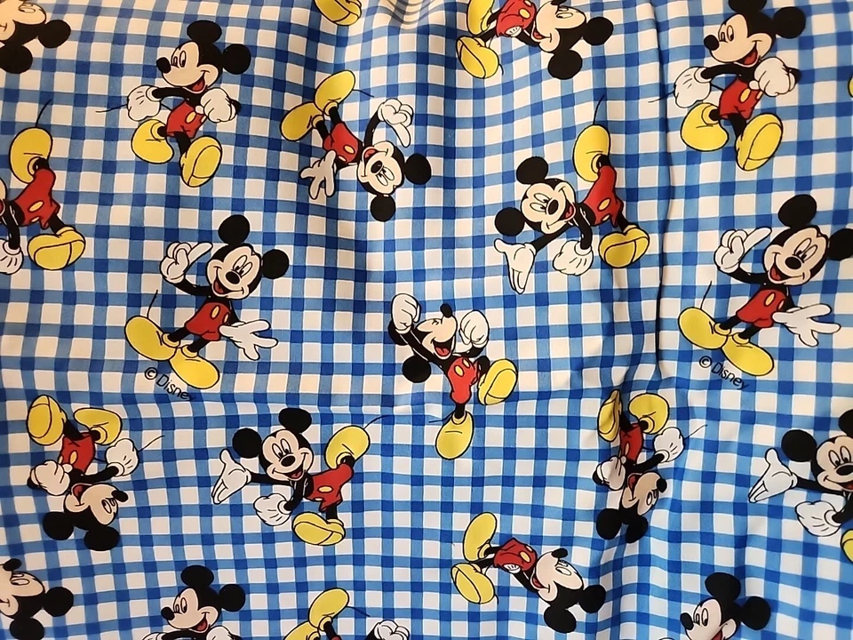 Disney Springs Mickey Mouse On Woven Plaid Cotton Fabric - BTY - Image 3 of 4