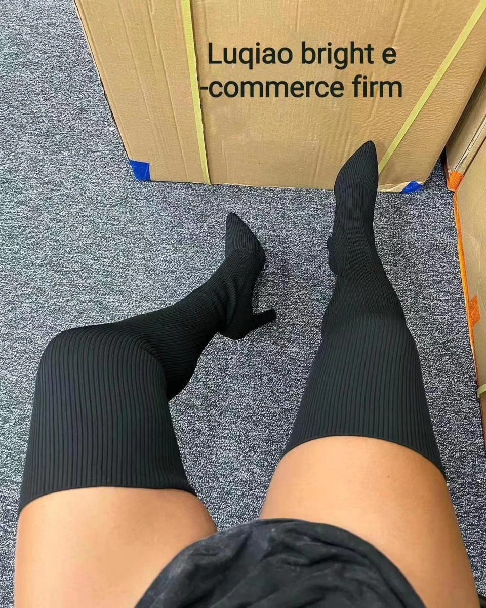 Over the knee stretch sock boots top