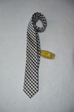 NWT Dillards Boy's Class Club Gold Label 50" Black White Check Silk Tie