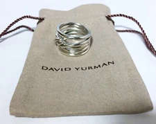 David Yurman Sterling Silver Wide Crossover Cable Ring