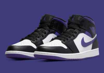Nike Air Jordan 1 Mid Black/Dark Iris PURPLE 554724 095 Size 10