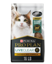 Purina Pro Plan Liveclear for Adult Cats Chicken Rice, 16 lb Bag