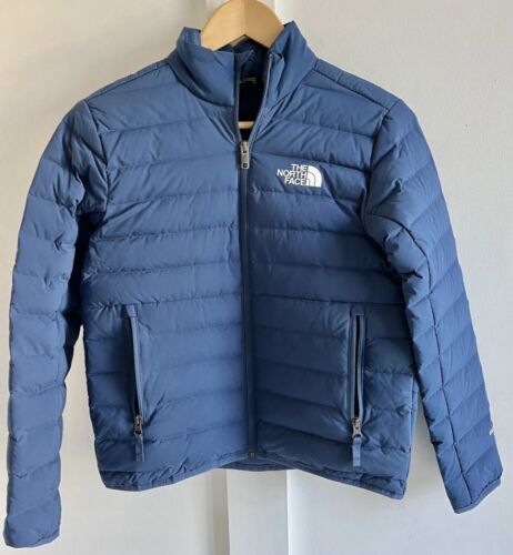 The North Face Belleview Down Jacket Winter Coat Kids Boys Large 12 shady blue - Picture 1 of 4