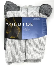 GoldToe Men's Heather Color Cotton Crew Athletic Sock, 6 Pair Shoe Size 6-12.5