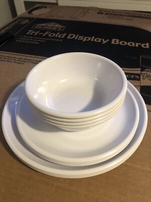 White Melamine Plates Set place settings 10”plates 8” plates