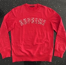 Felpa rossa SUPREME X LOUIS VUITTON logo arco ~ L ~ nuova senza etichette