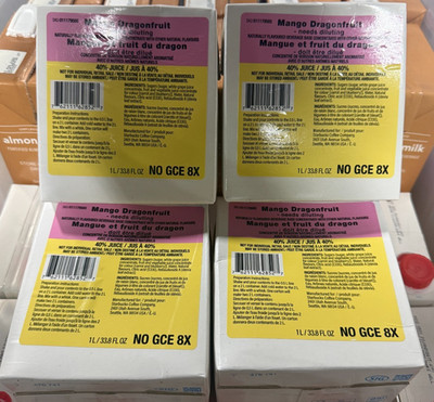 4-Pack Starbucks Mango Dragonfruit Beverage Base No GCE 8X 1L Each 7/26