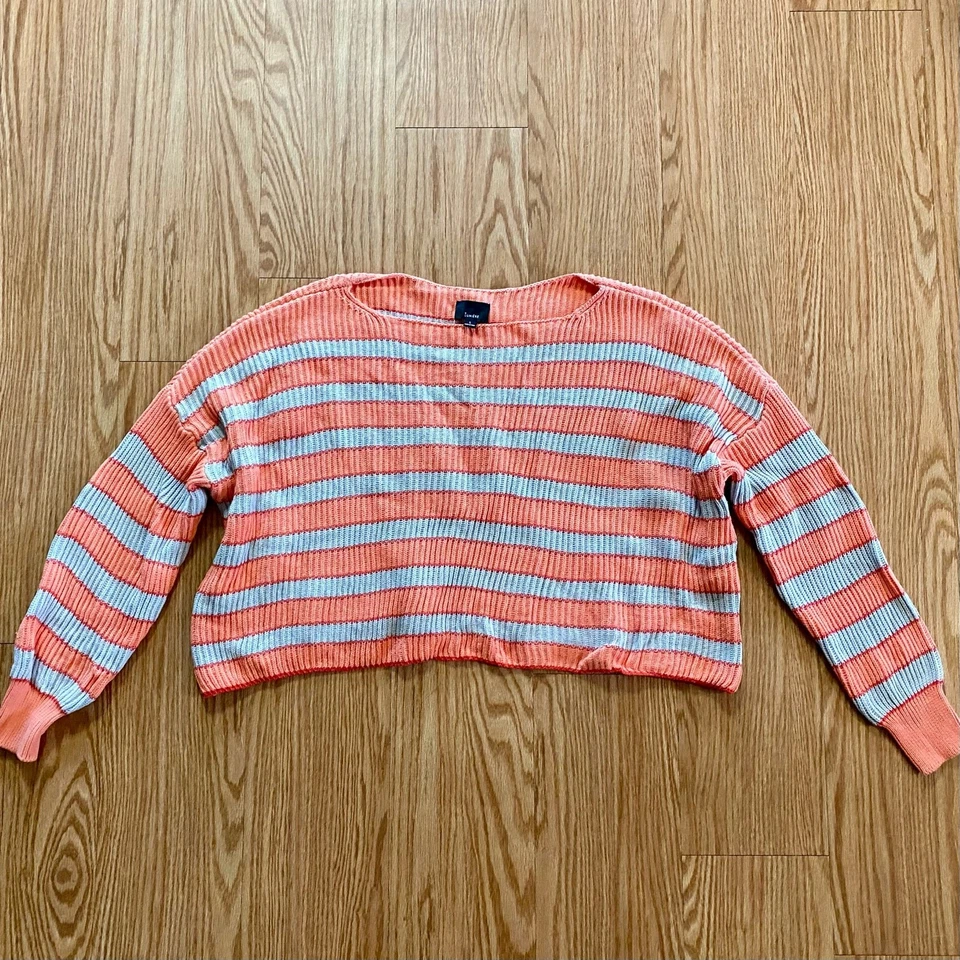 Lumiere оранжевый в полоску громоздкий вязаный свитер женщин большой - Изображение 3 из 4