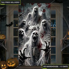 35" x 71" Halloween Door Cover Skeleton Zombie Hands