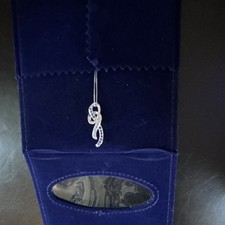 Netaya Signed 925 Sterling Silver Ribbon Pendant Necklace Box Chain Love