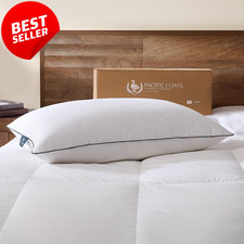 Goose Feather Down Pillow Standard Size Medium Support Hotel Diamond Cover - US
