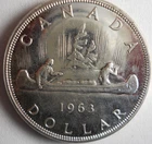 1963 CANADA DOLLAR - AU/UNC - Great Large Silver Coin - Lot #B9