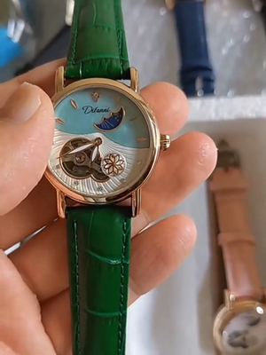 Women's Moon Phase Automatic Watch - Rose Gold Skeleton Pearl Dial