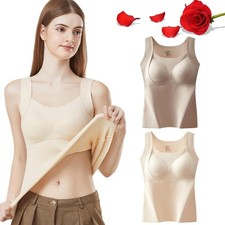 NEW Thickened Warm Tank Top with Shelf Bra High Strechy Sleeveless Slim Fit Tops