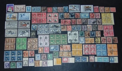 OLD COLLECTION US STAMP LOT  ACCUMULATION VINTAGE USED 156 STAMPS