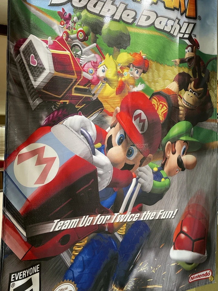 Mario Kart Double Dash 5ft Flag Nintendo Gamecube 2003 Banner Poster - Image 2 of 3