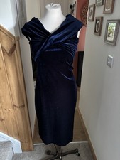 Zara Navy Blue Velvet Cross Front Sleeveless Dress Women's Medium Evening