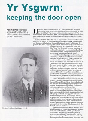 YR YSGWRN: WELSH POET (HEDD WYN) ELLIS HUMPHREY EVANS' HOME AND MEMORIAL TO THE