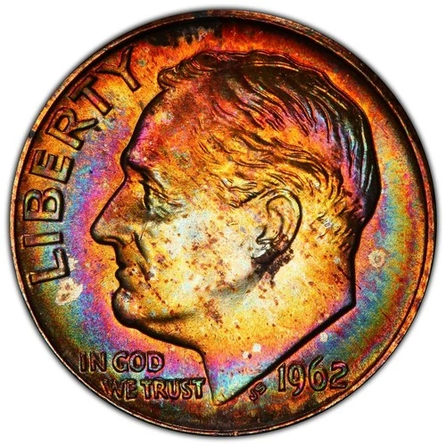 1962 D Toned Roosevelt Dime PCGS MS 67+ FB 67 PLUS FT See Video Monster Toning