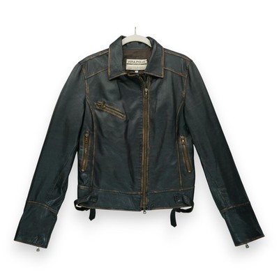 Vintage Vera Pelle 1973 Women's Leather Biker Motorcycle Jacket Brown 46 Italy
