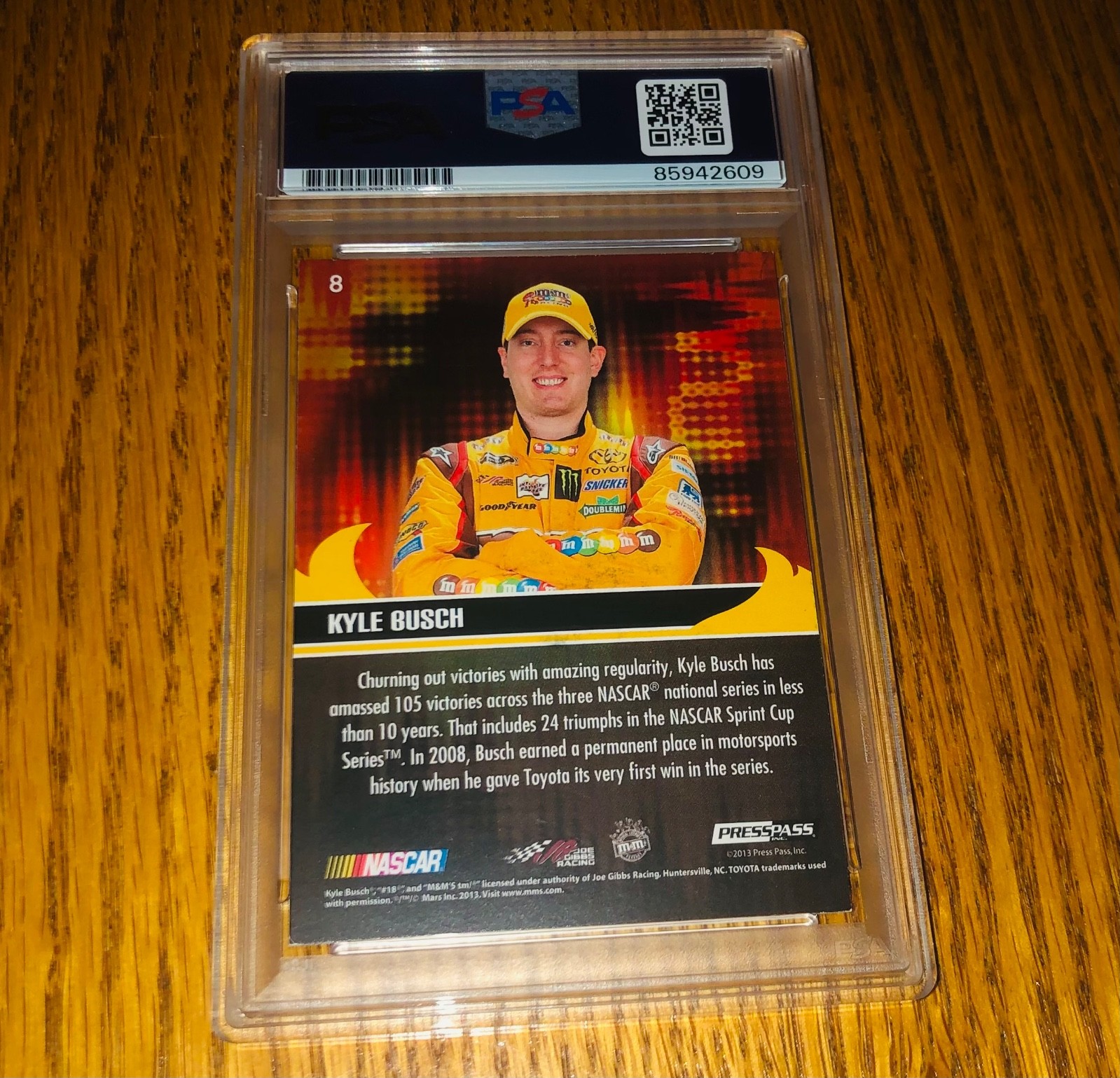 Kyle Busch 2013 Press Pass Ignite #8 Signed Card Auto PSA RIP RARE view 2