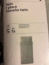 Ikea BERGPALM Twin Duvet pillowcase Set Green Pinstripes Cotton 604.231.86 new