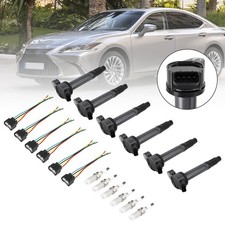 6 Ignition Coils+Connectors+Spark Plug UF487 90919-02251 Für Toyota Sienna 3.5L
