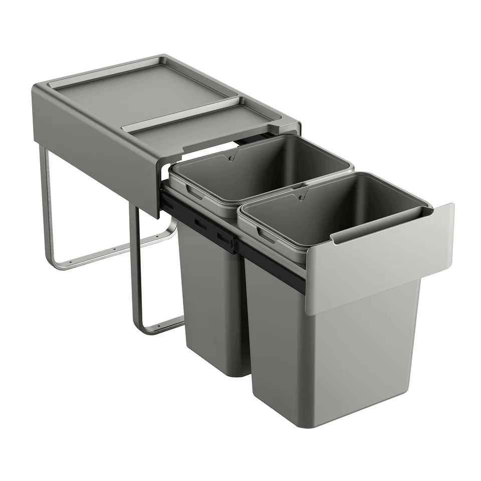 B-Ware SVITA EM2x20 Einbaumülleimer 40L (2x20L) 2 Fächer Deckel Mülltrennsystem