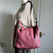 Radley Deep Magenta Leather Shoulder Bag With Dog Tag Charm