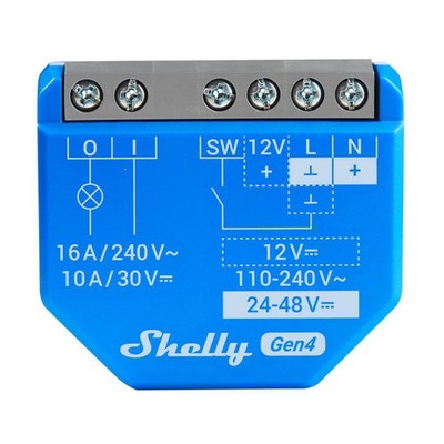 Shelly 1 Gen4. Wi-Fi, Zigbee, Matter Smart relay switch w/dry contacts-Open Box