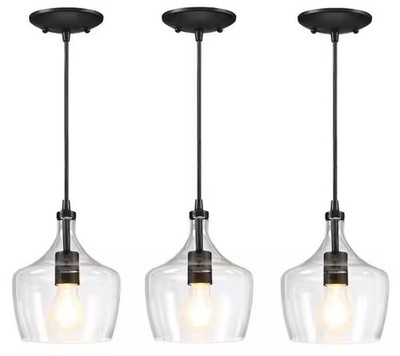 Hukoro 3-Pack 1-Light Dark Bronze Mini Pendant Light