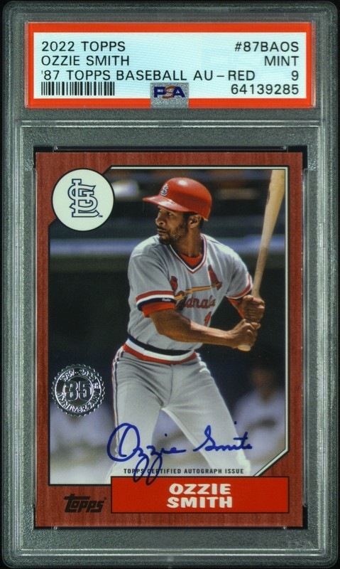 2022 Topps Ozzie Smith 1987 35th Auto Red /25 PSA 9 St. Louis Cardinals