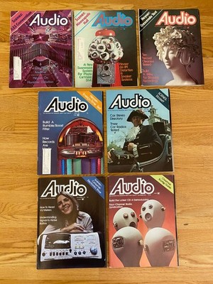 Lot of 7 Audio Magazine 1976 Feb Mar May June July Sept Nov Teac Sansui BIC Sony